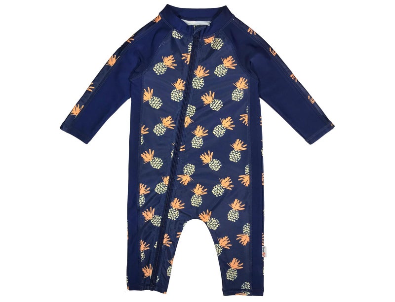 SwimZip Boys' Long-Sleeve UPF 50+ Swimsuit for Baby, Toddler, & Little Boys Pineapples - Image 1